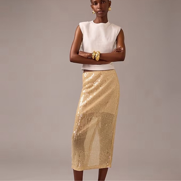 J.Crew Gold Sequin Pencil Skirt - Picture 6 of 12